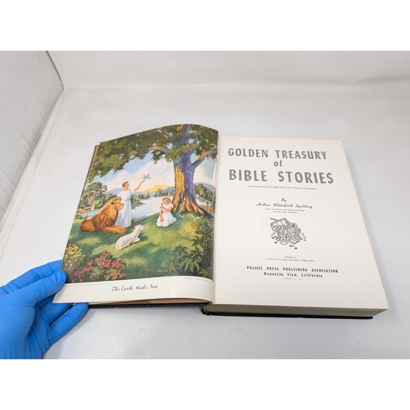 Vintage Golden Treasury of Bible Stories Arthur Spalding Hard Cover Book 1954 - Picture 6 of 16